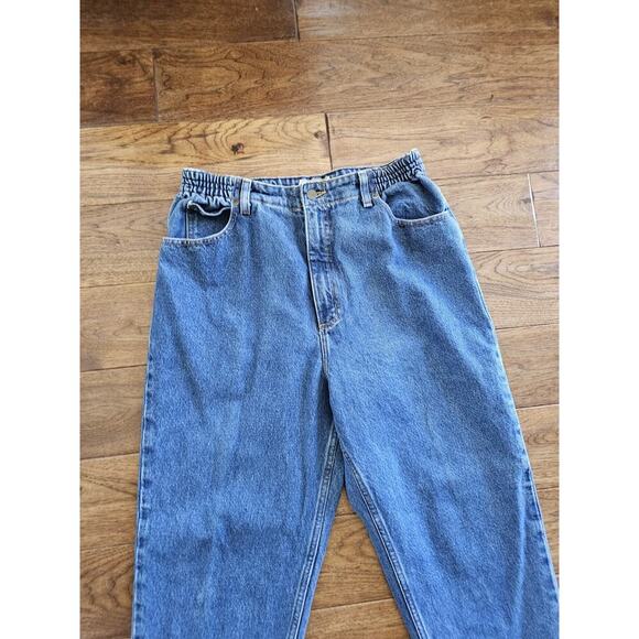 L.L Bean Blue Original Fit/Relaxed Denim Jeans Size 14 R 90's Mom Elastic Waist - Picture 2 of 8